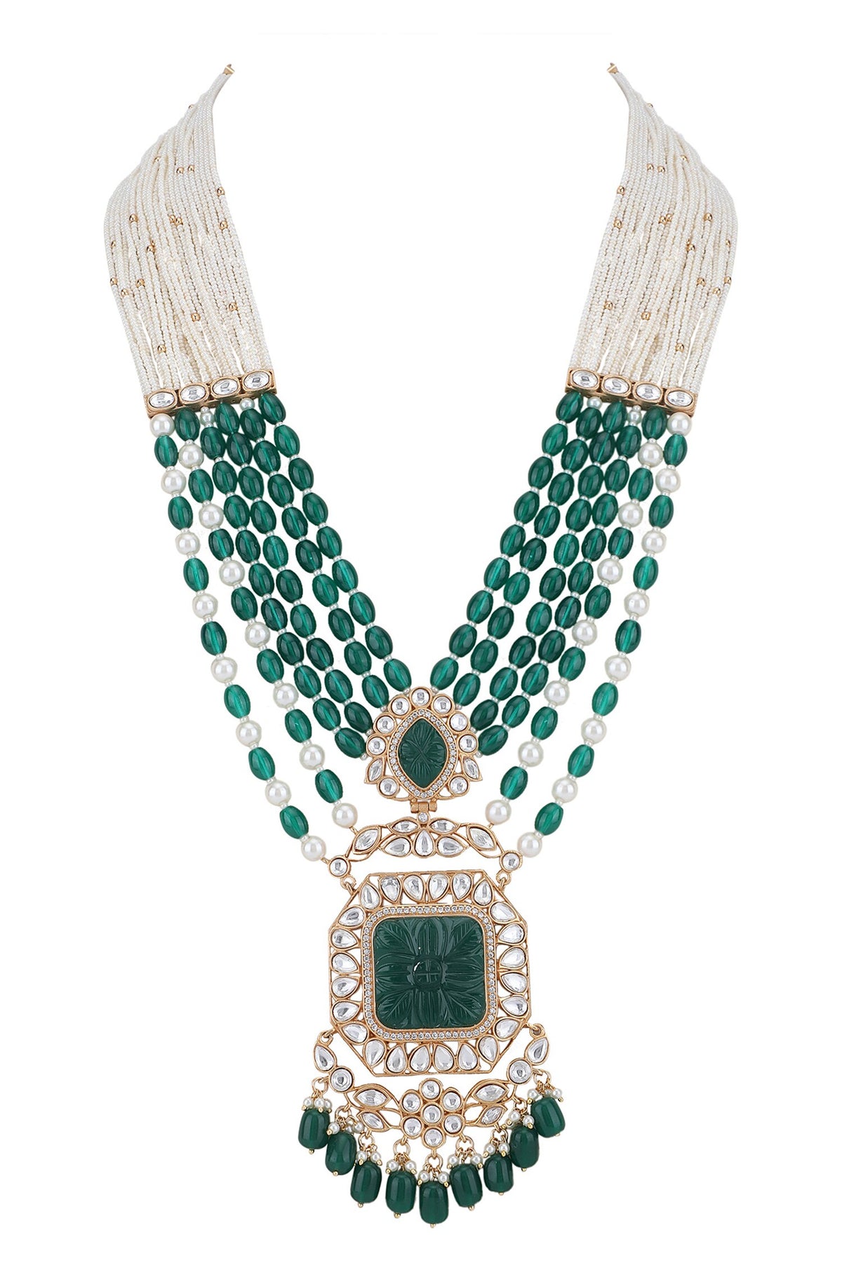 Bead Layered Embellished Pendant Necklace Set 