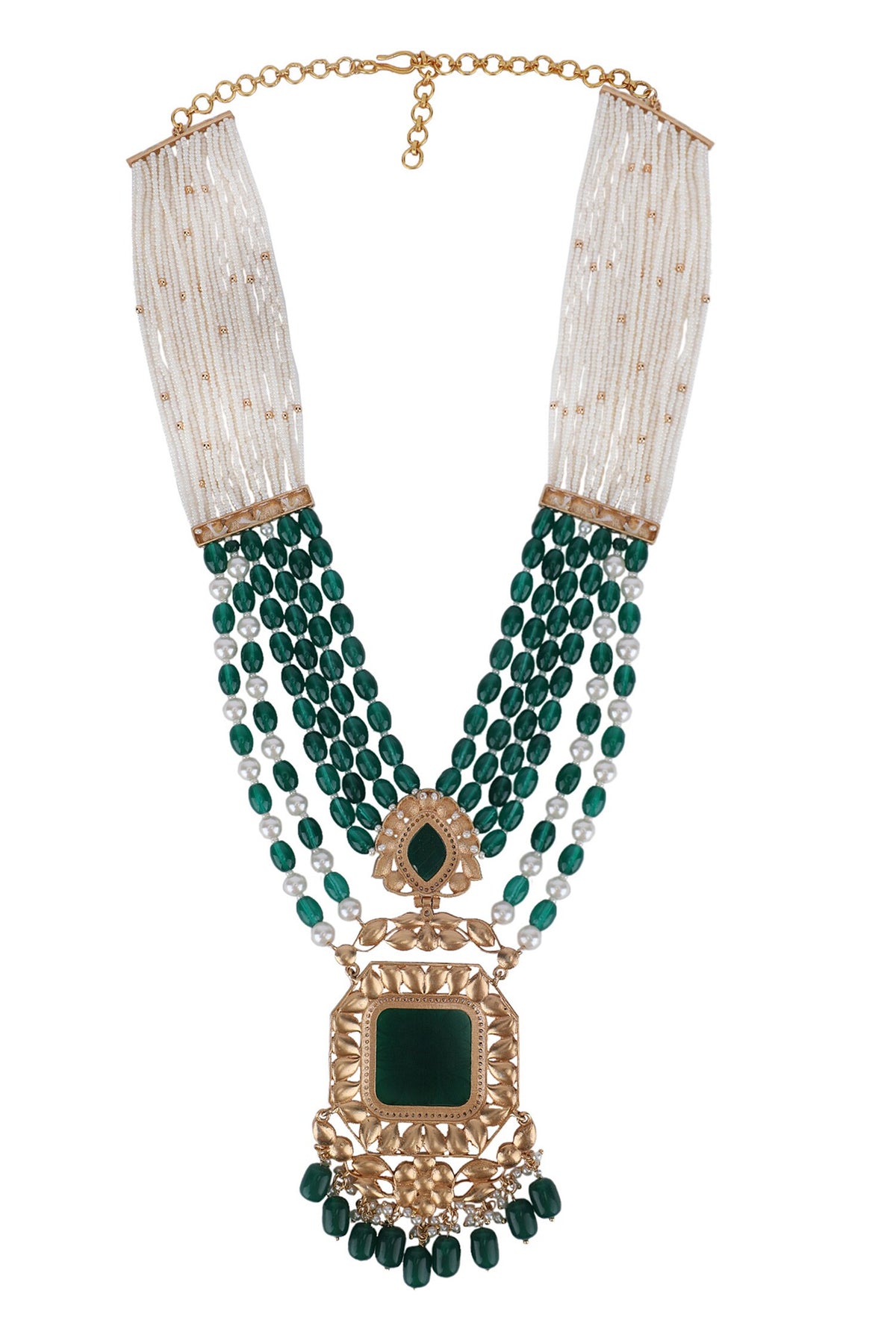 Bead Layered Embellished Pendant Necklace Set 