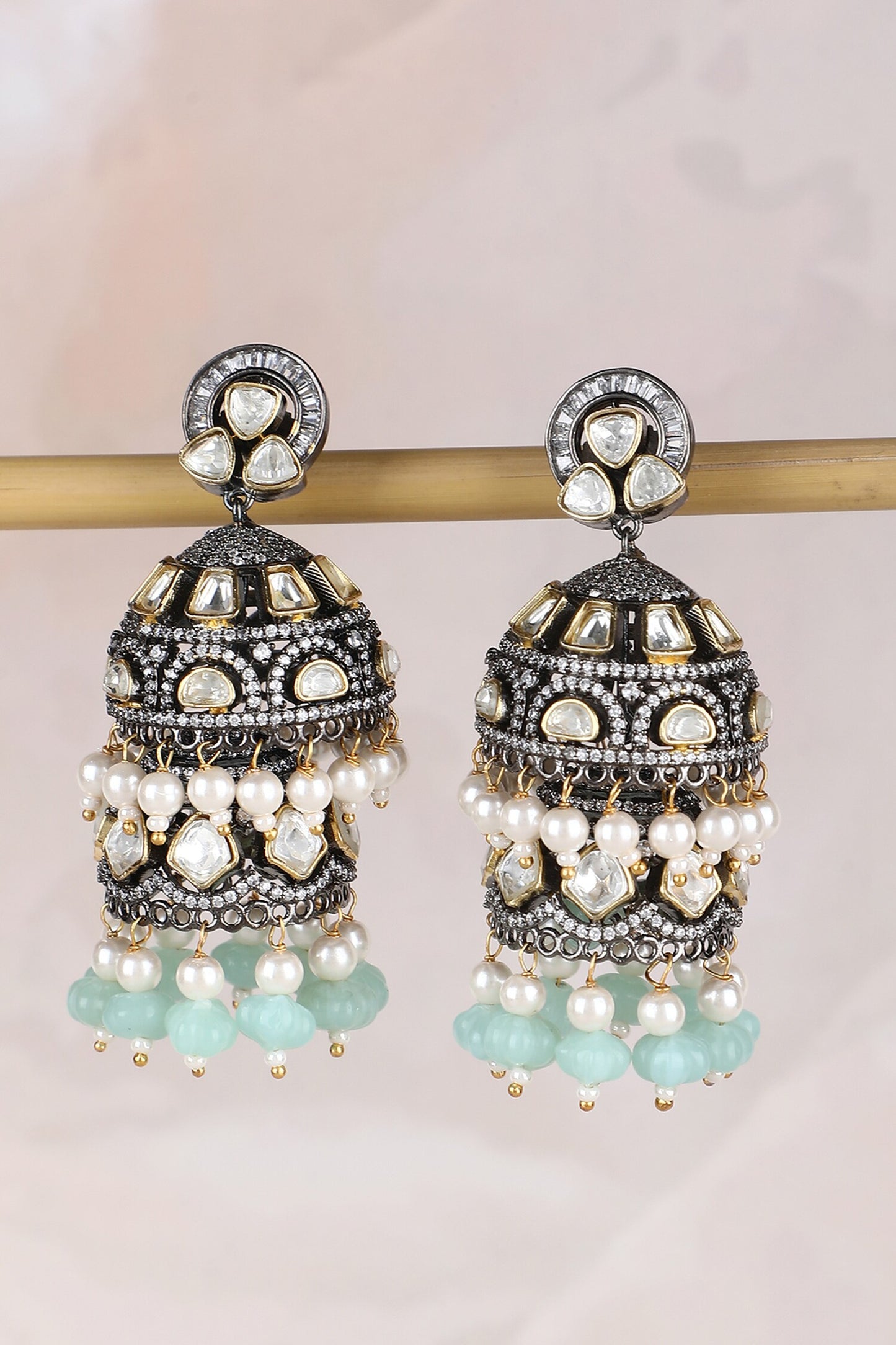 Kundan Embellished Jhumkas 