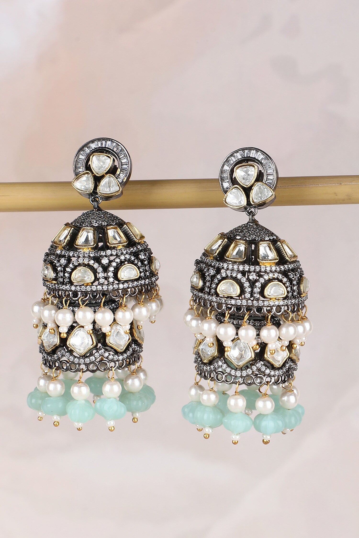 Kundan Embellished Jhumkas 