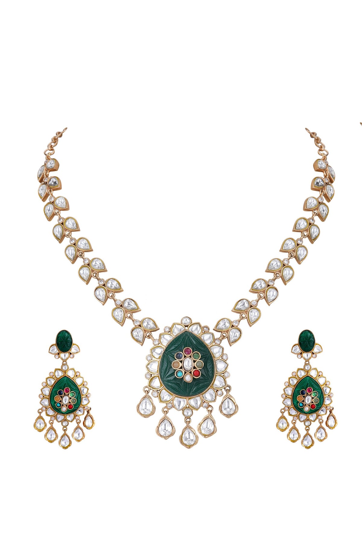 Tear Drop Shaped Pendant Necklace Set 