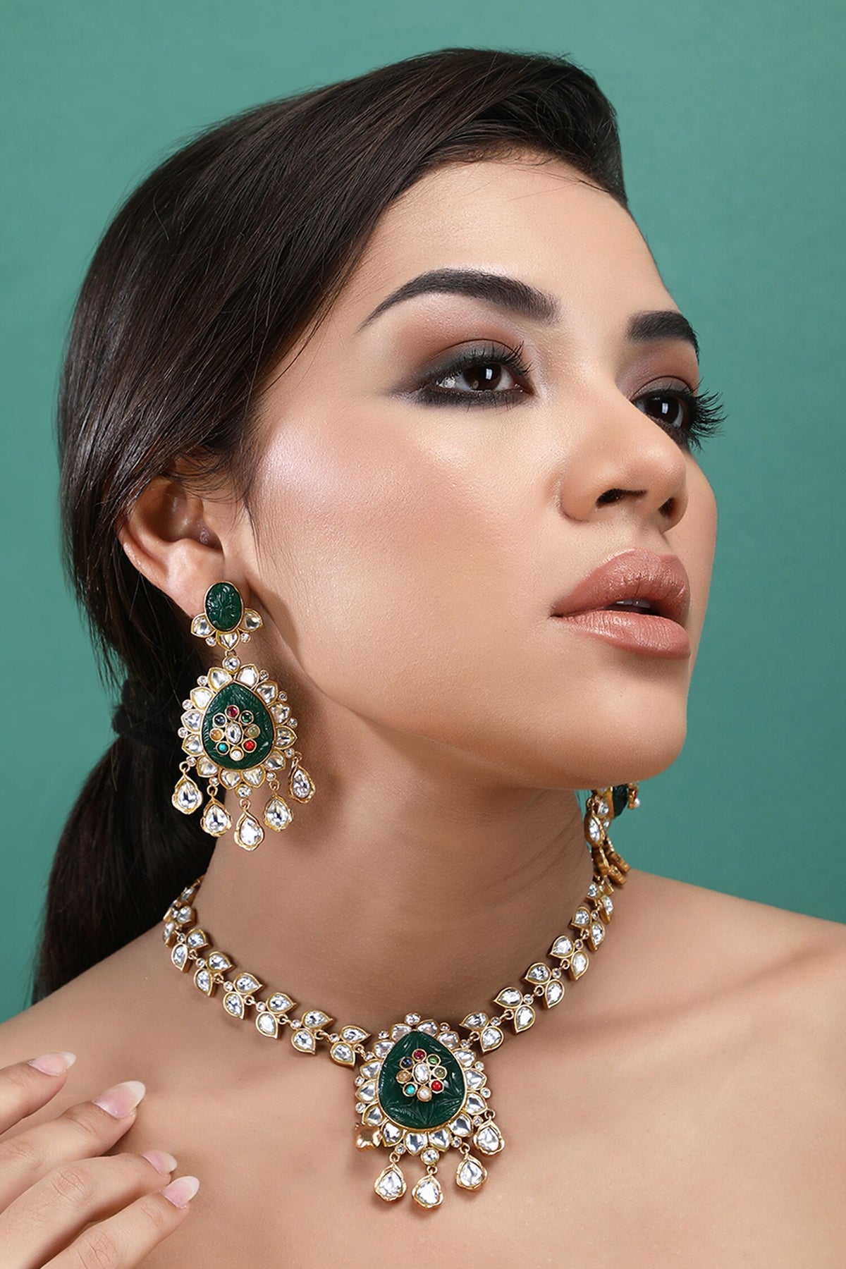 Tear Drop Shaped Pendant Necklace Set 