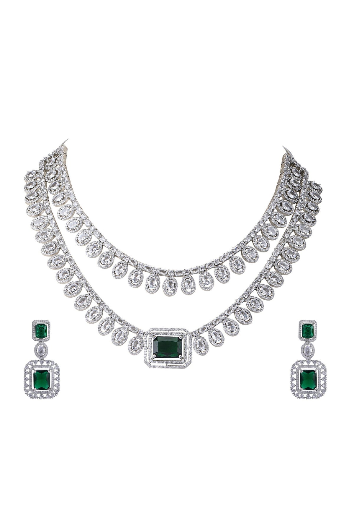 Zirconia Embellished Layered Necklace Set 