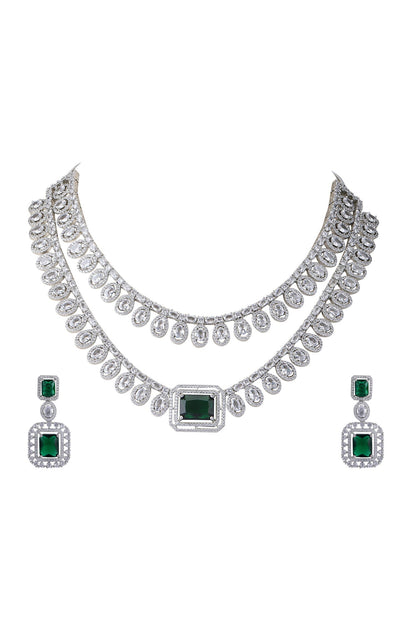 Zirconia Embellished Layered Necklace Set 