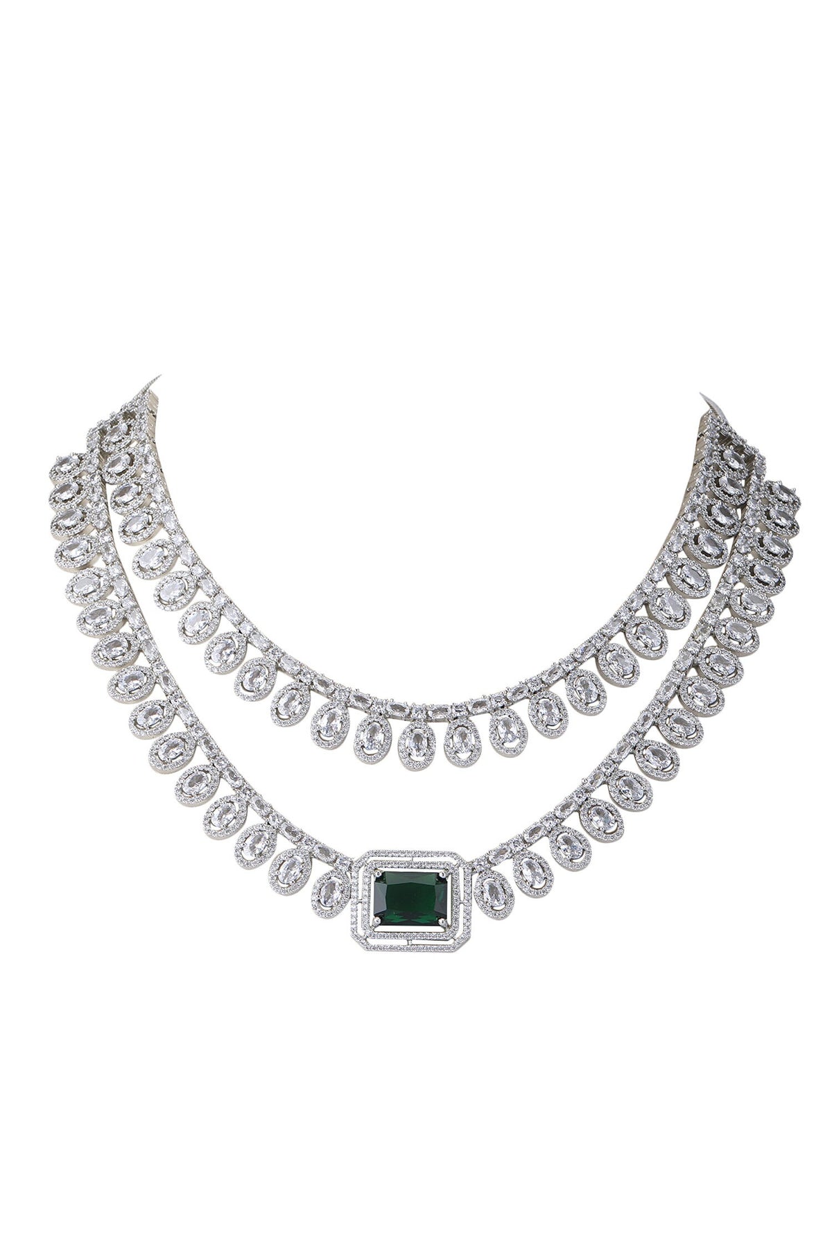Zirconia Embellished Layered Necklace Set 