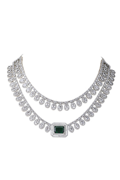 Zirconia Embellished Layered Necklace Set 