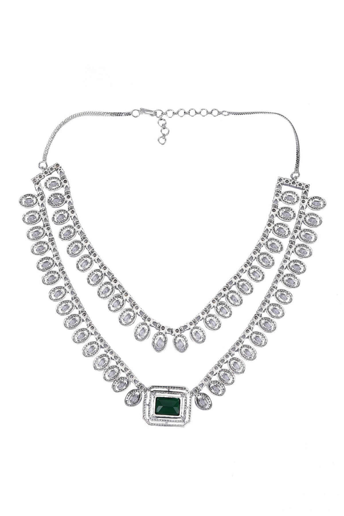 Zirconia Embellished Layered Necklace Set 