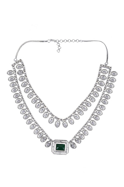 Zirconia Embellished Layered Necklace Set 
