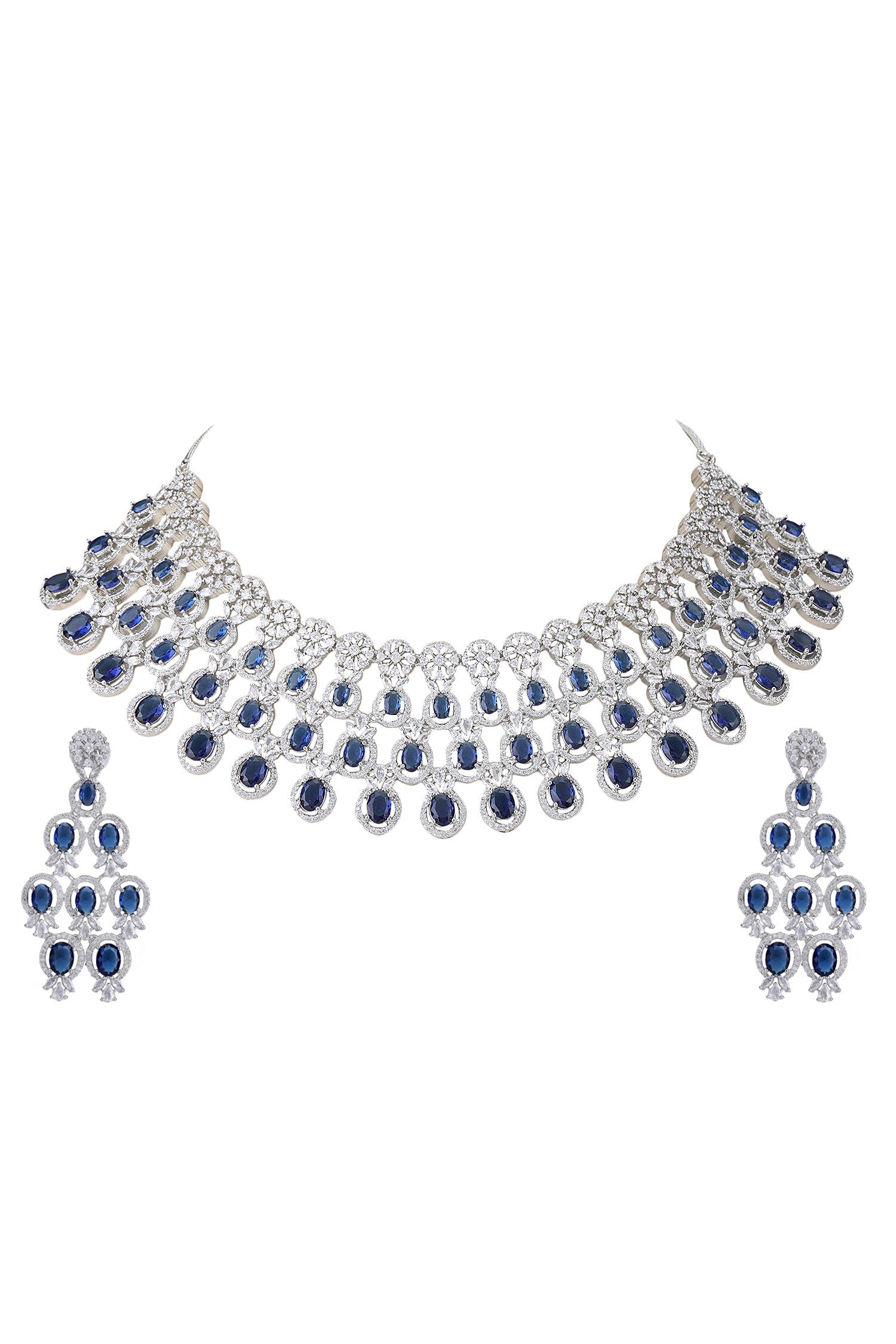 American Diamond Cutwork Embellished Necklace Set 