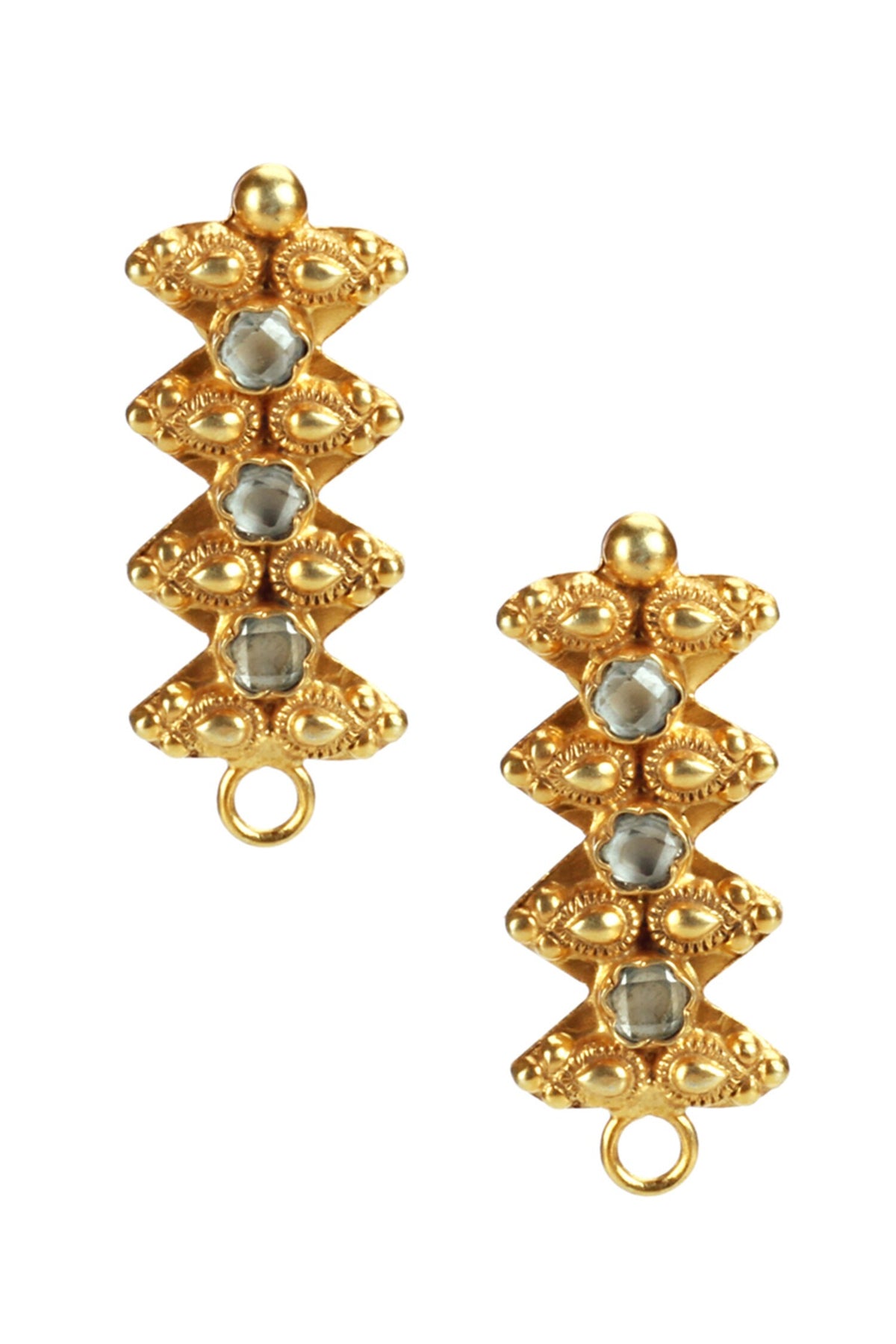 Stone Embellished Carved Earrings 
