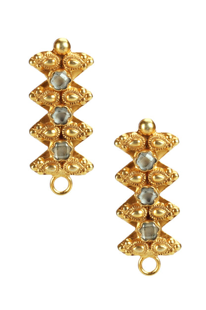 Stone Embellished Carved Earrings 