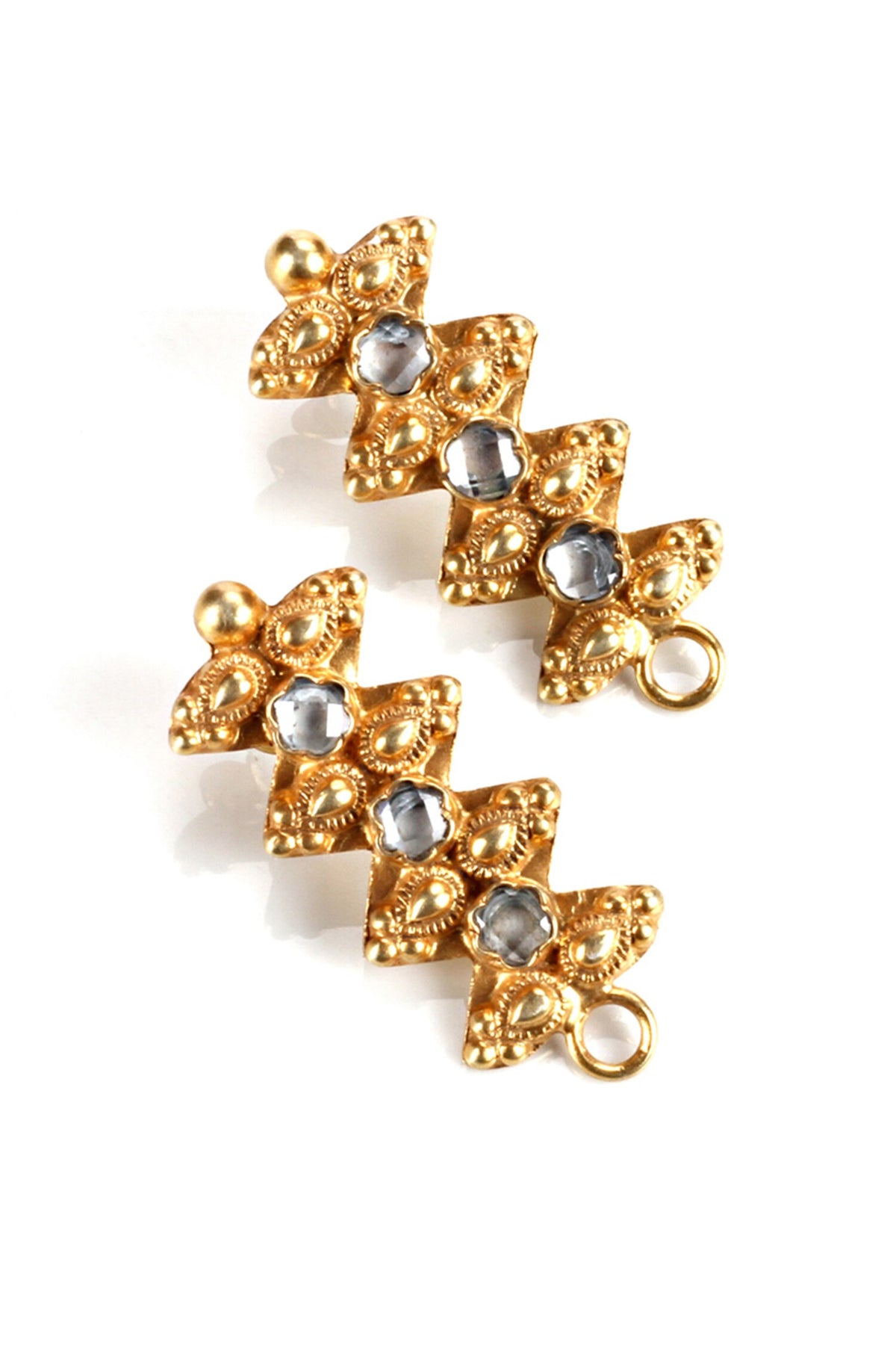 Stone Embellished Carved Earrings 