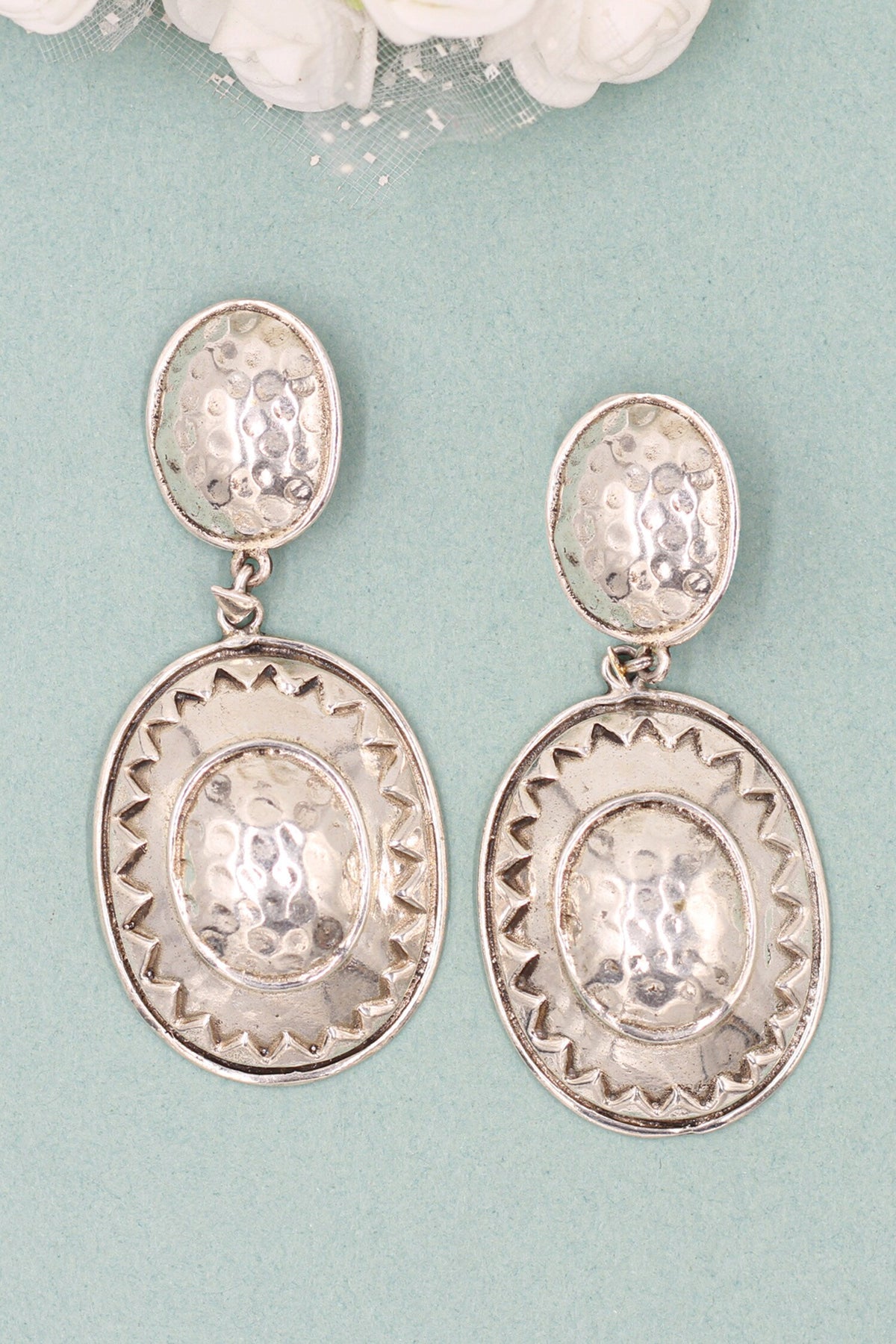 Oblong Carved Dangler Earrings 