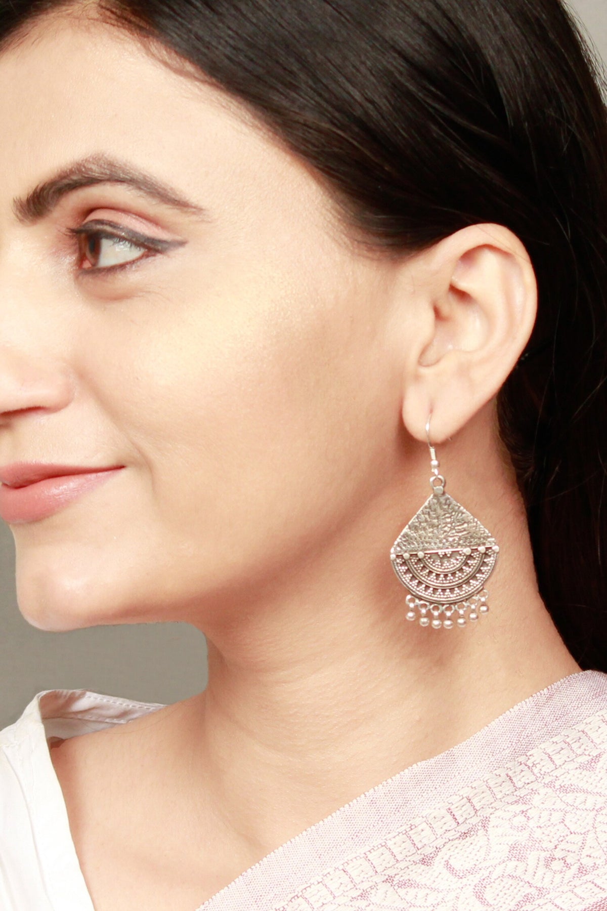 Geometric Carved Work Earrings 