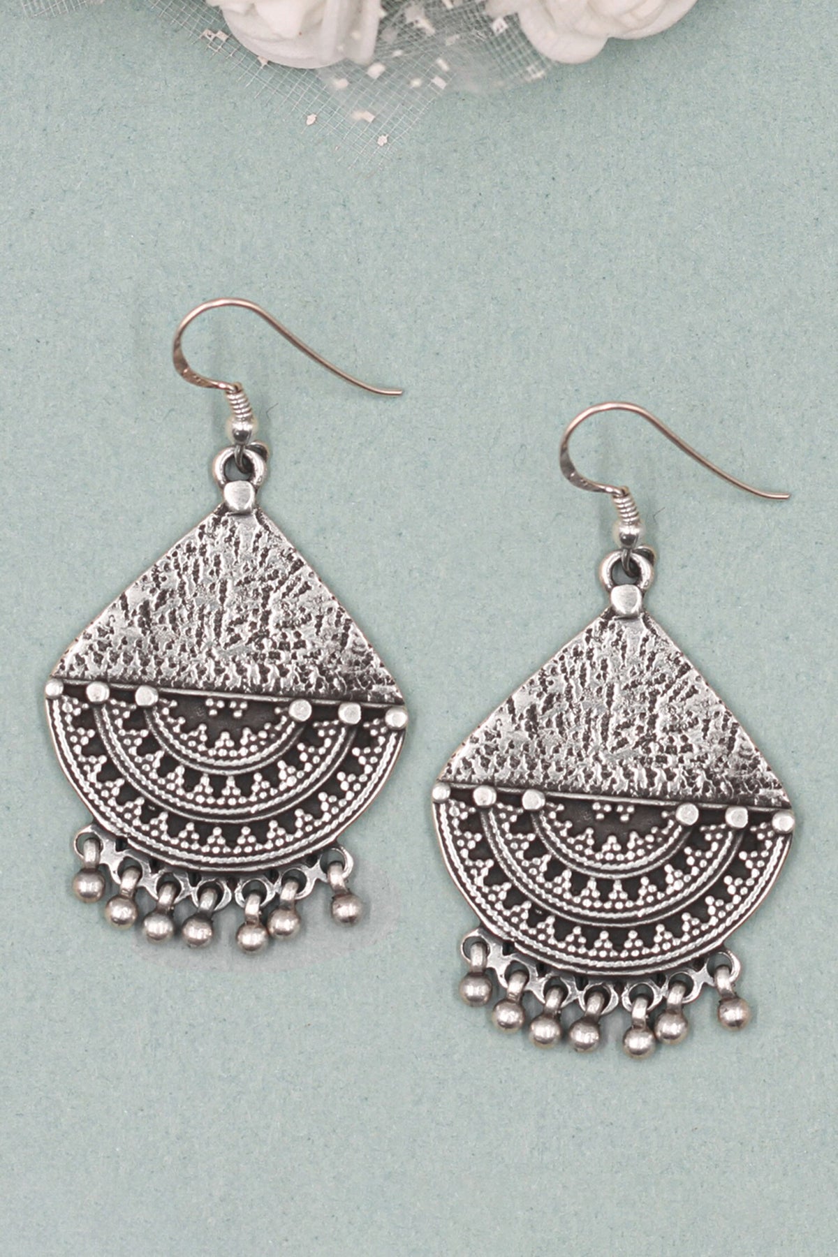 Geometric Carved Work Earrings 