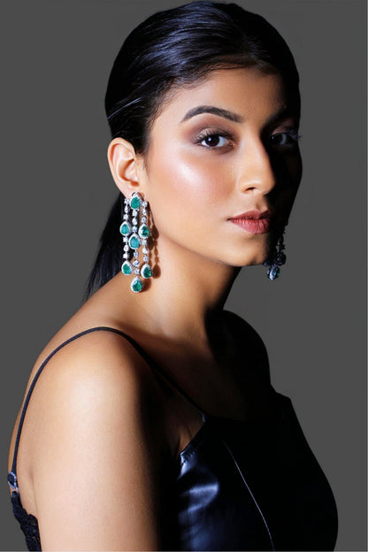 Tear Drop Embellished Dangler Earrings 