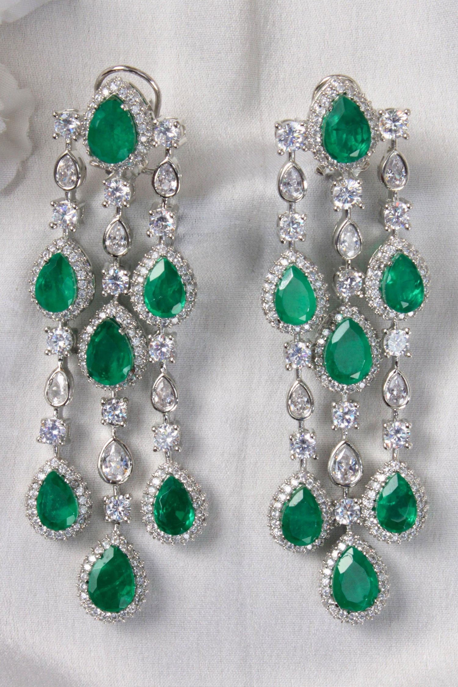 Tear Drop Embellished Dangler Earrings 