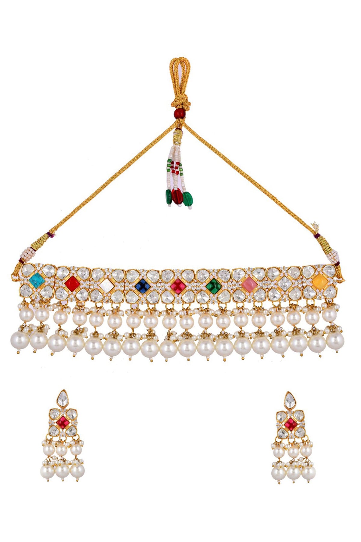 Kundan Embellished Choker Necklace Set 