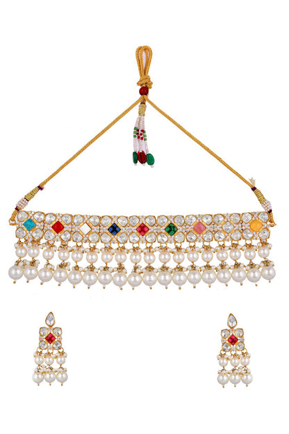 Kundan Embellished Choker Necklace Set 