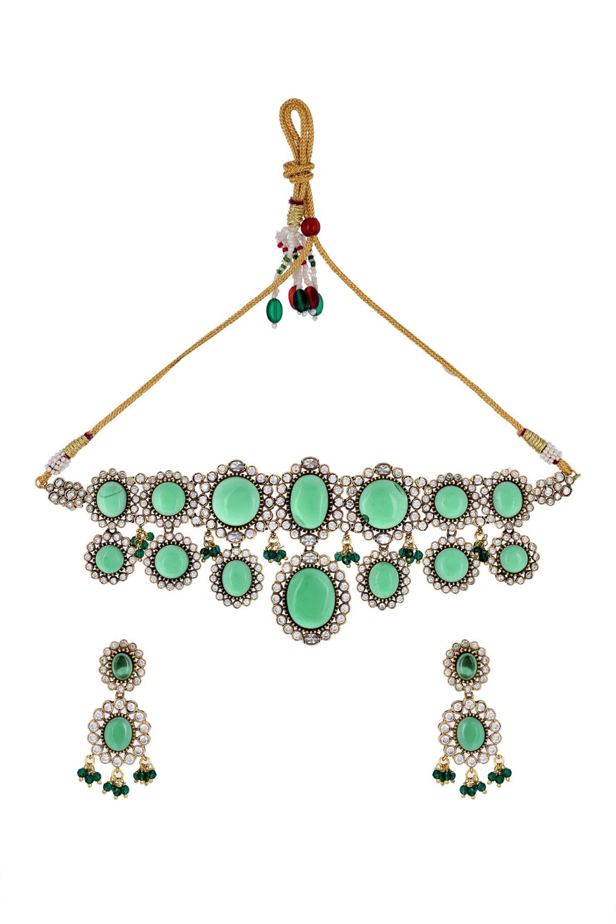 Geometric Embellished Choker Necklace Set 