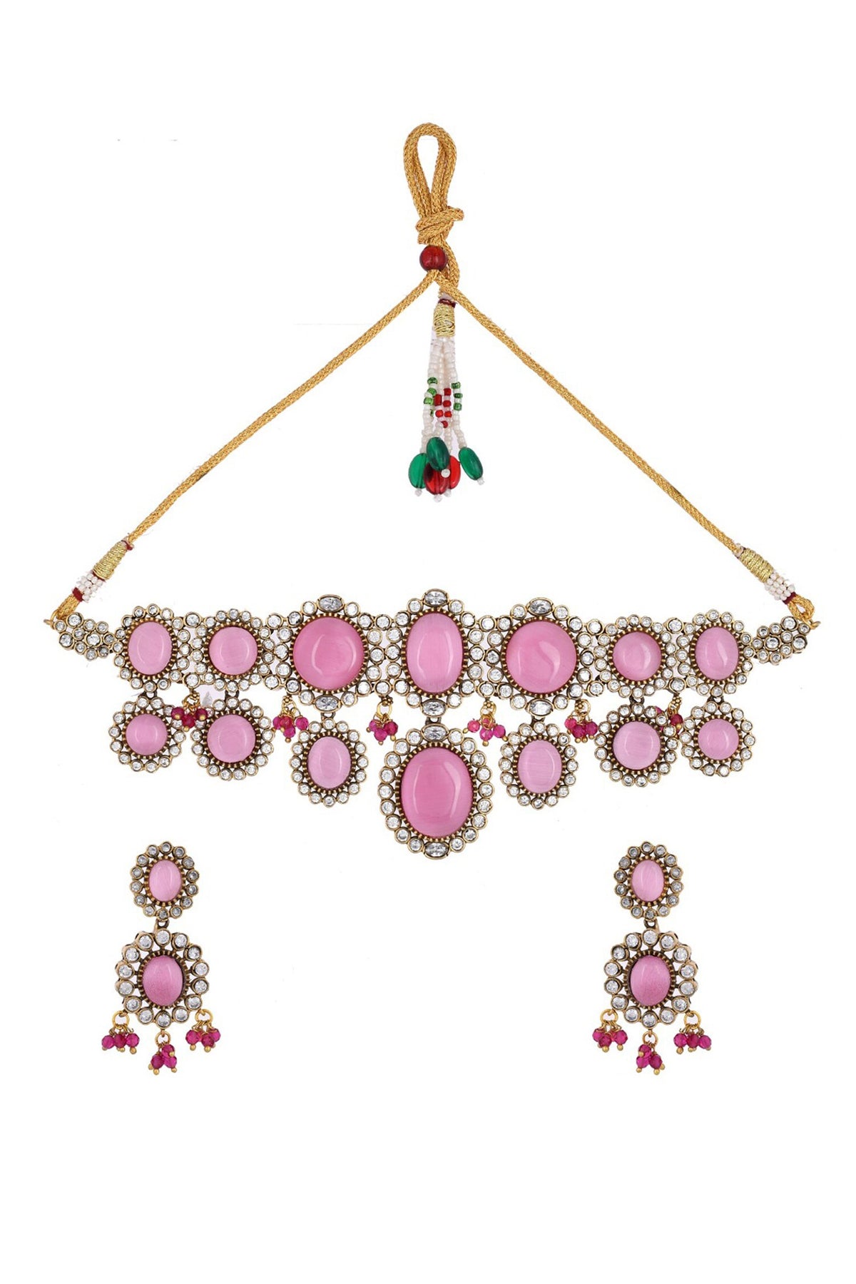 Embellished Geometric Choker Necklace Set 