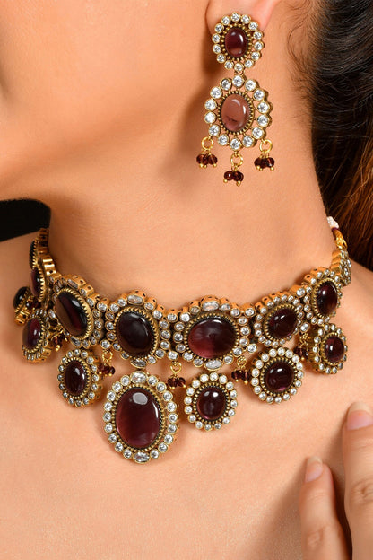 Kundan Stone Embellished Necklace Set 