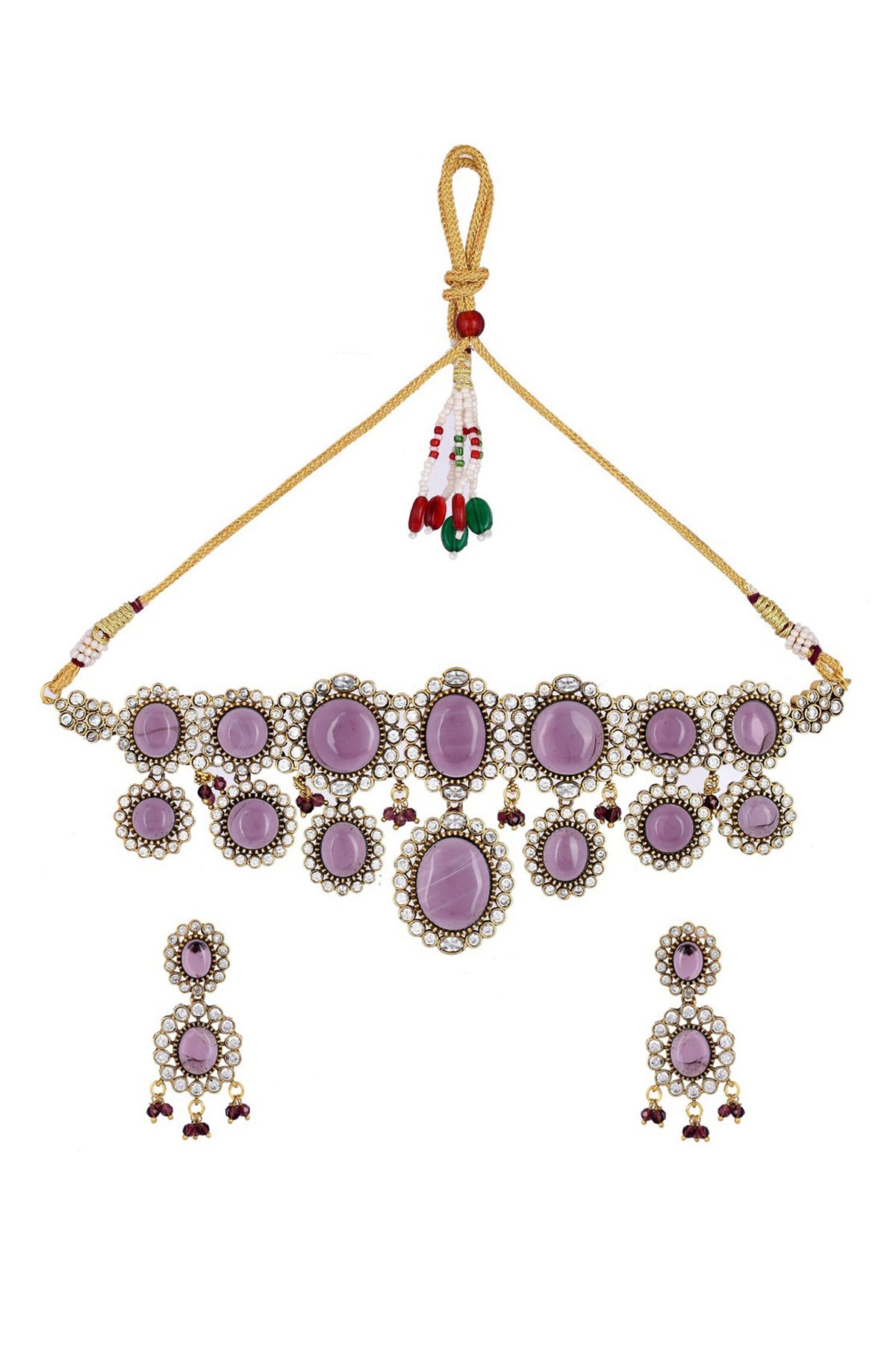 Kundan Stone Embellished Necklace Set 