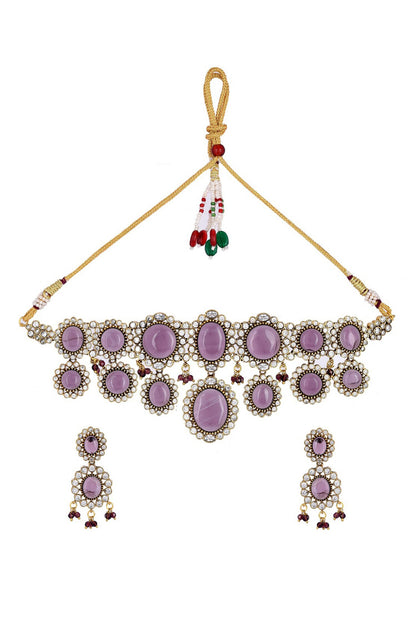 Kundan Stone Embellished Necklace Set 