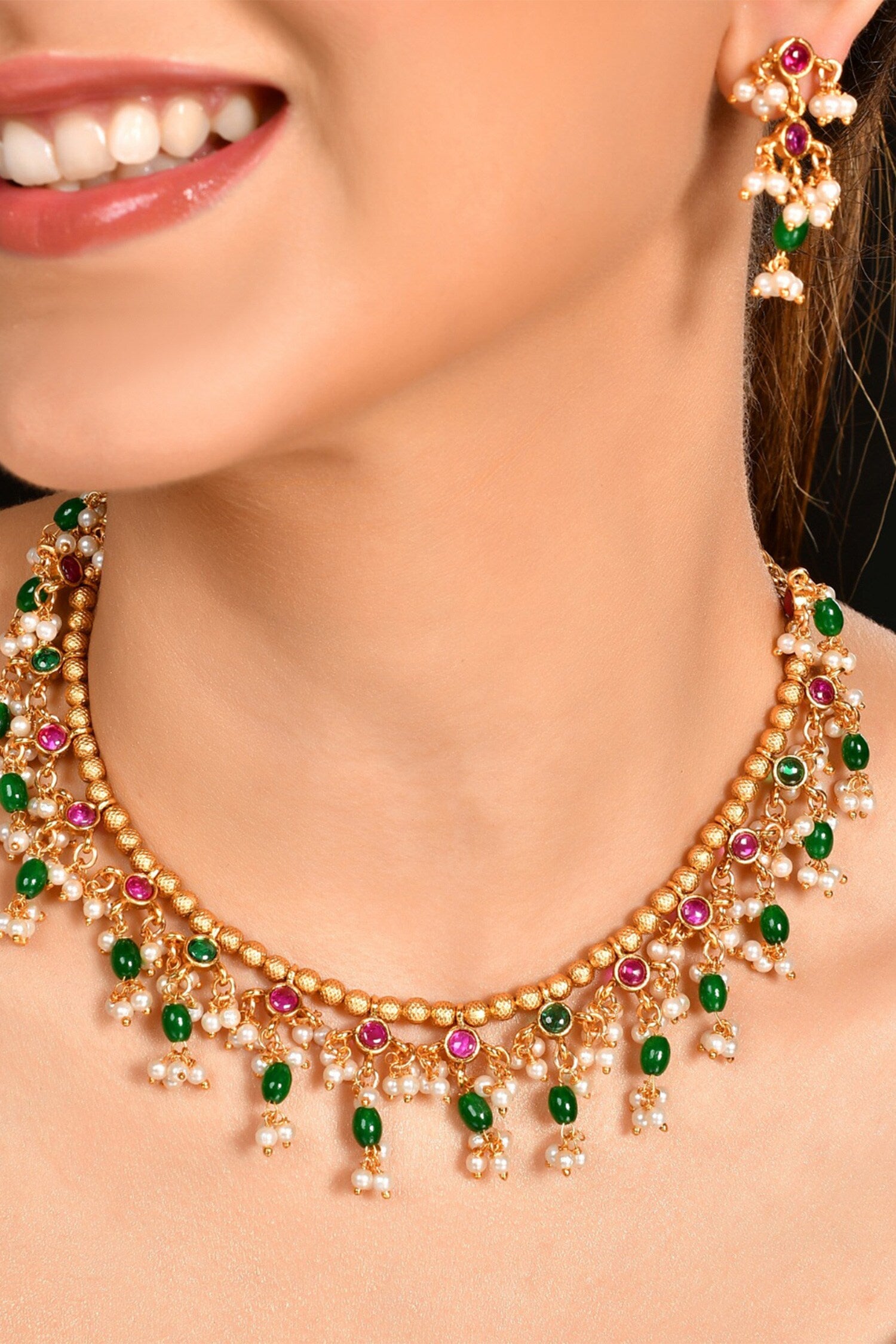 Kundan Embellished Necklace Set 