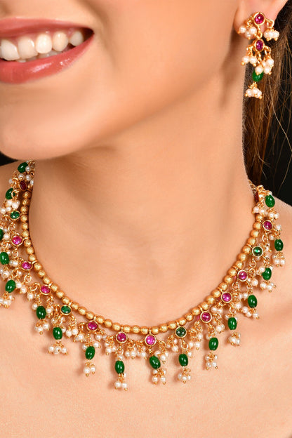 Kundan Embellished Necklace Set 