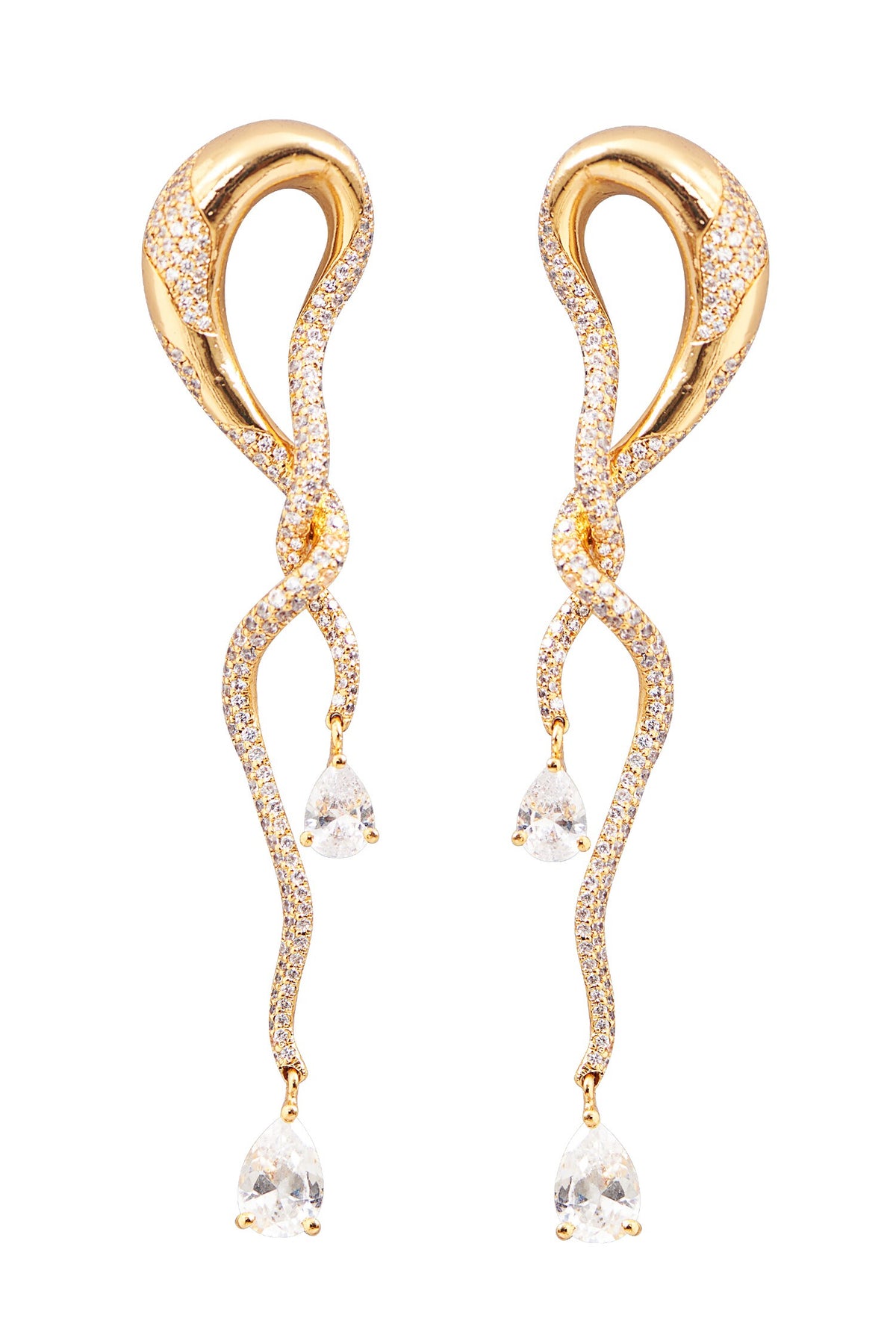 Crystal Embellished Twisted Earrings 