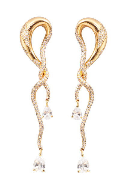 Crystal Embellished Twisted Earrings 