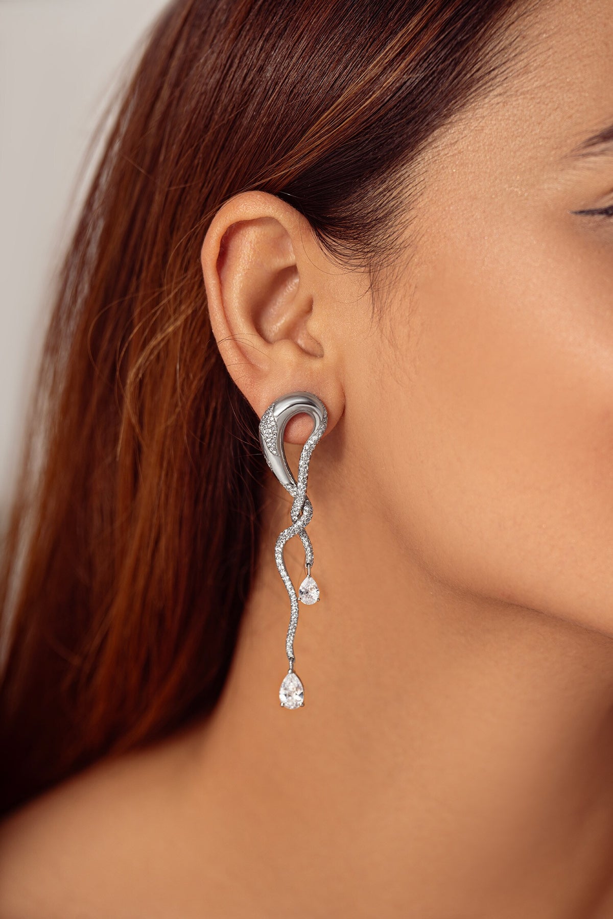 Twisted Crystal Embellished Earrings 