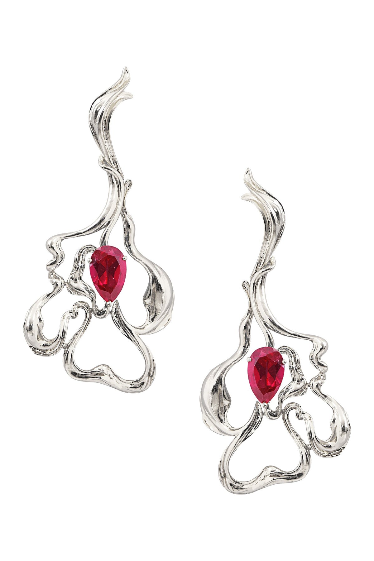 Ruby Embellished Dangler Earrings 