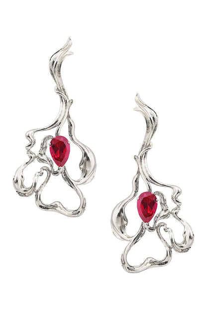 Ruby Embellished Dangler Earrings 