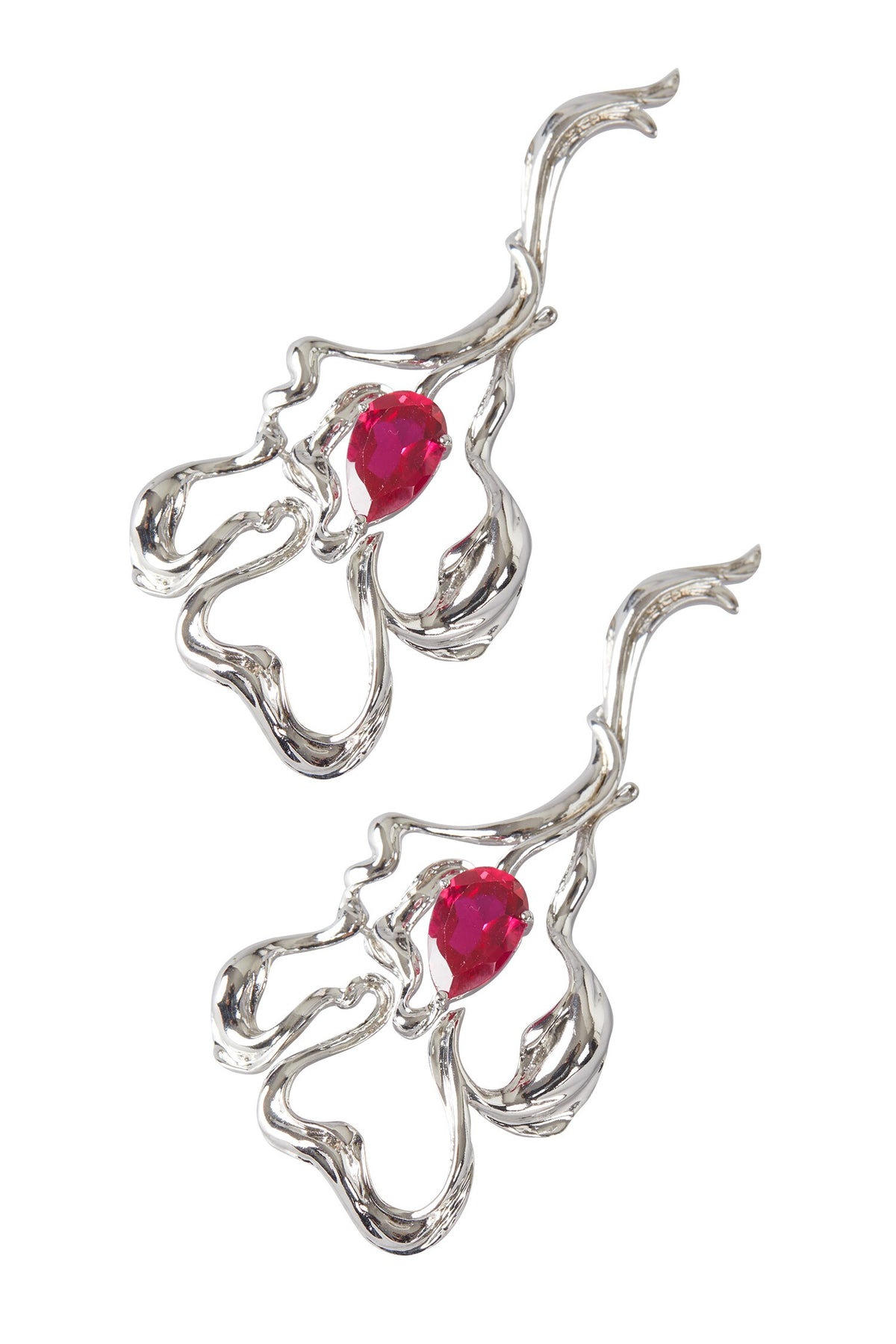 Ruby Embellished Dangler Earrings 