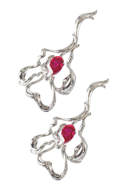 Ruby Embellished Dangler Earrings 
