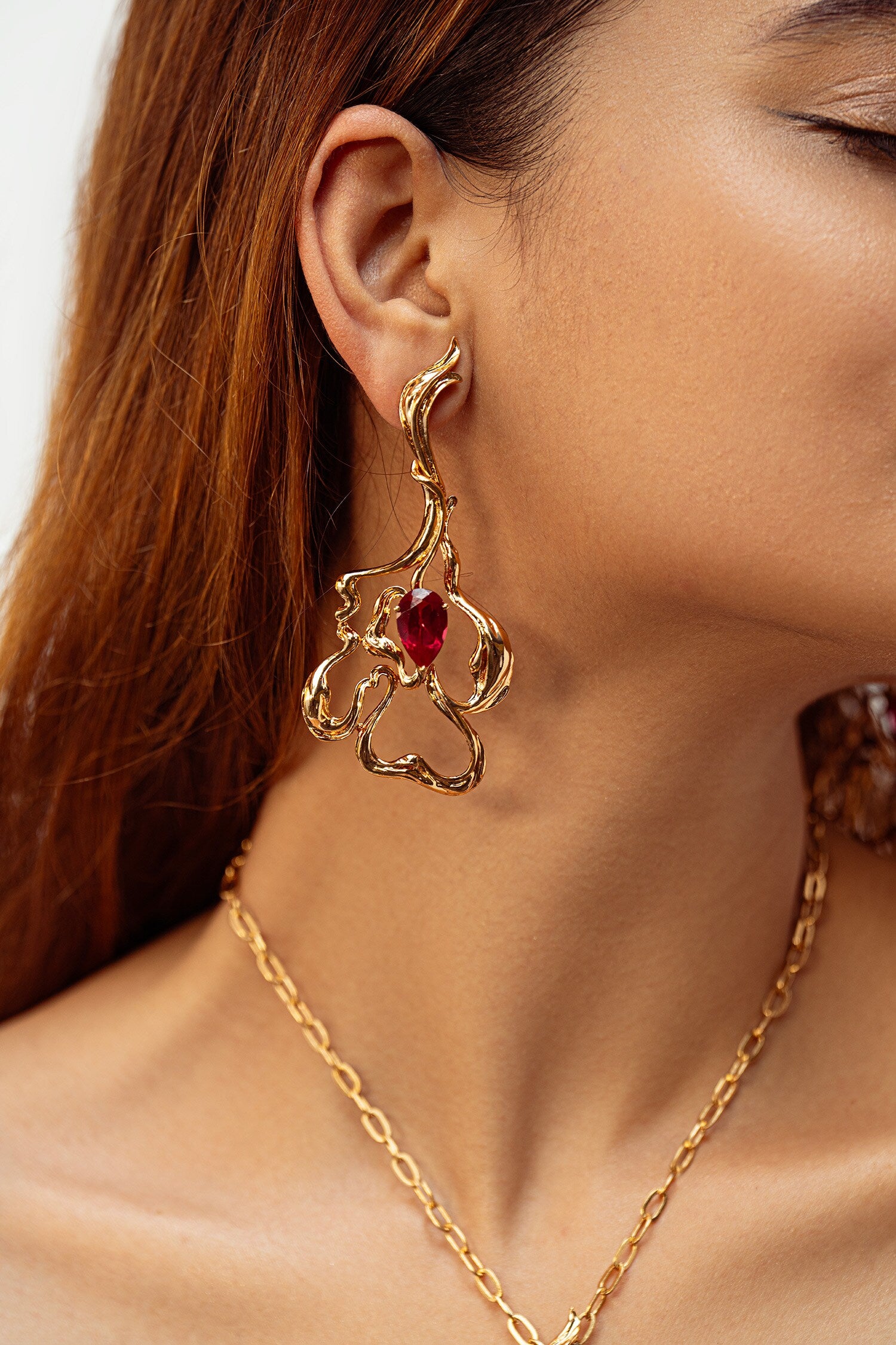Ruby Embellished Earrings 