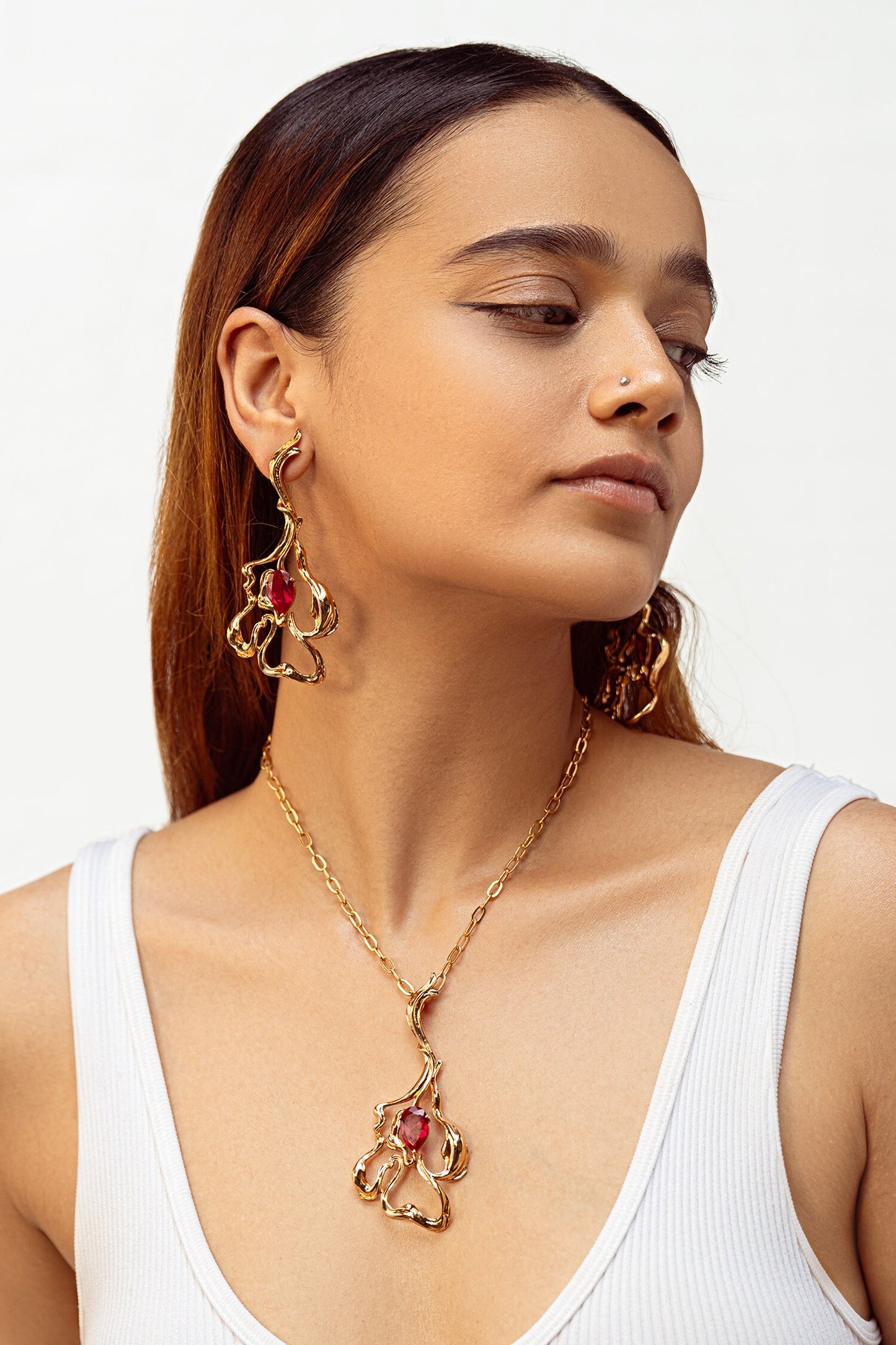 Ruby Embellished Earrings 