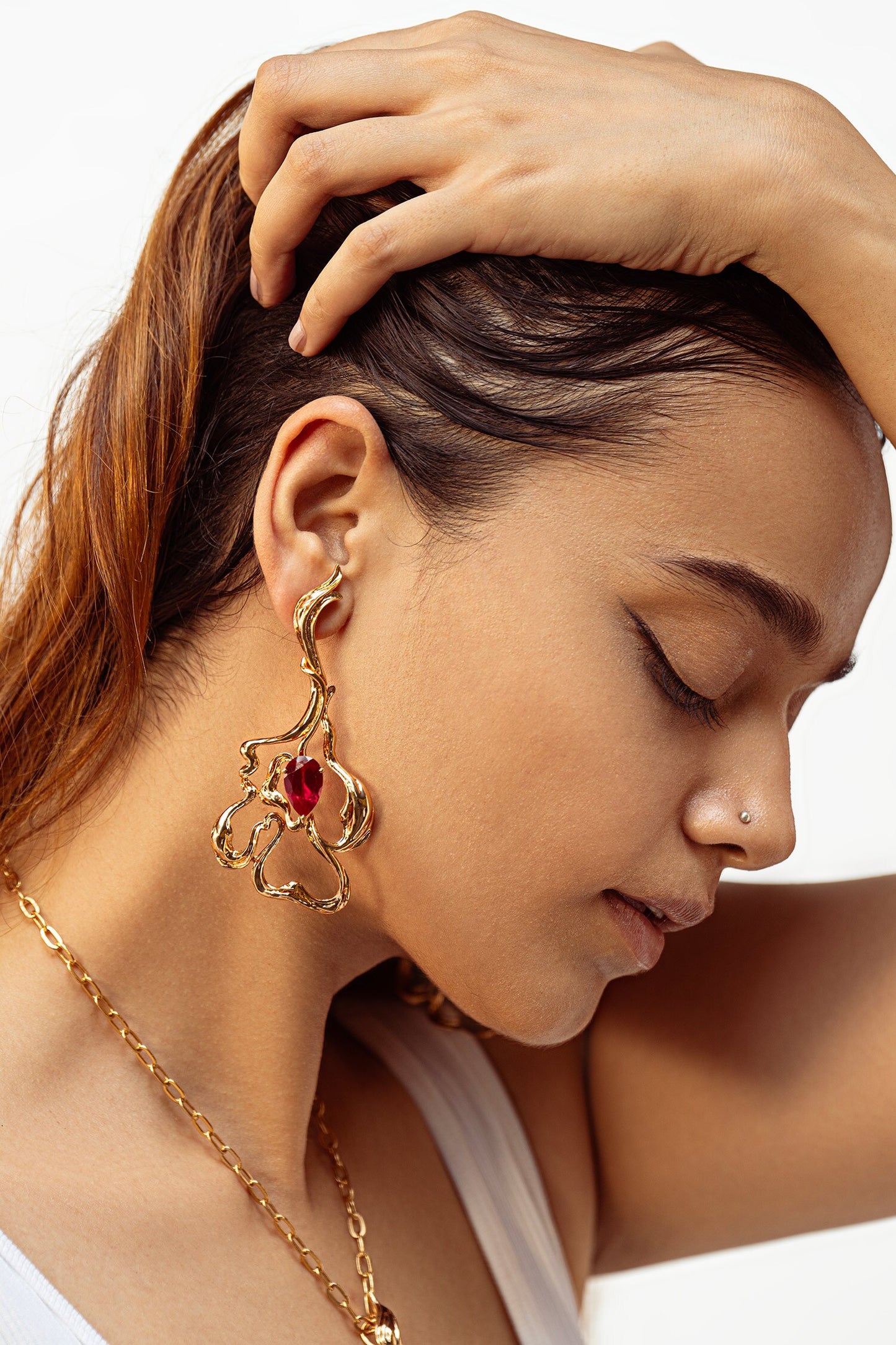 Ruby Embellished Earrings 