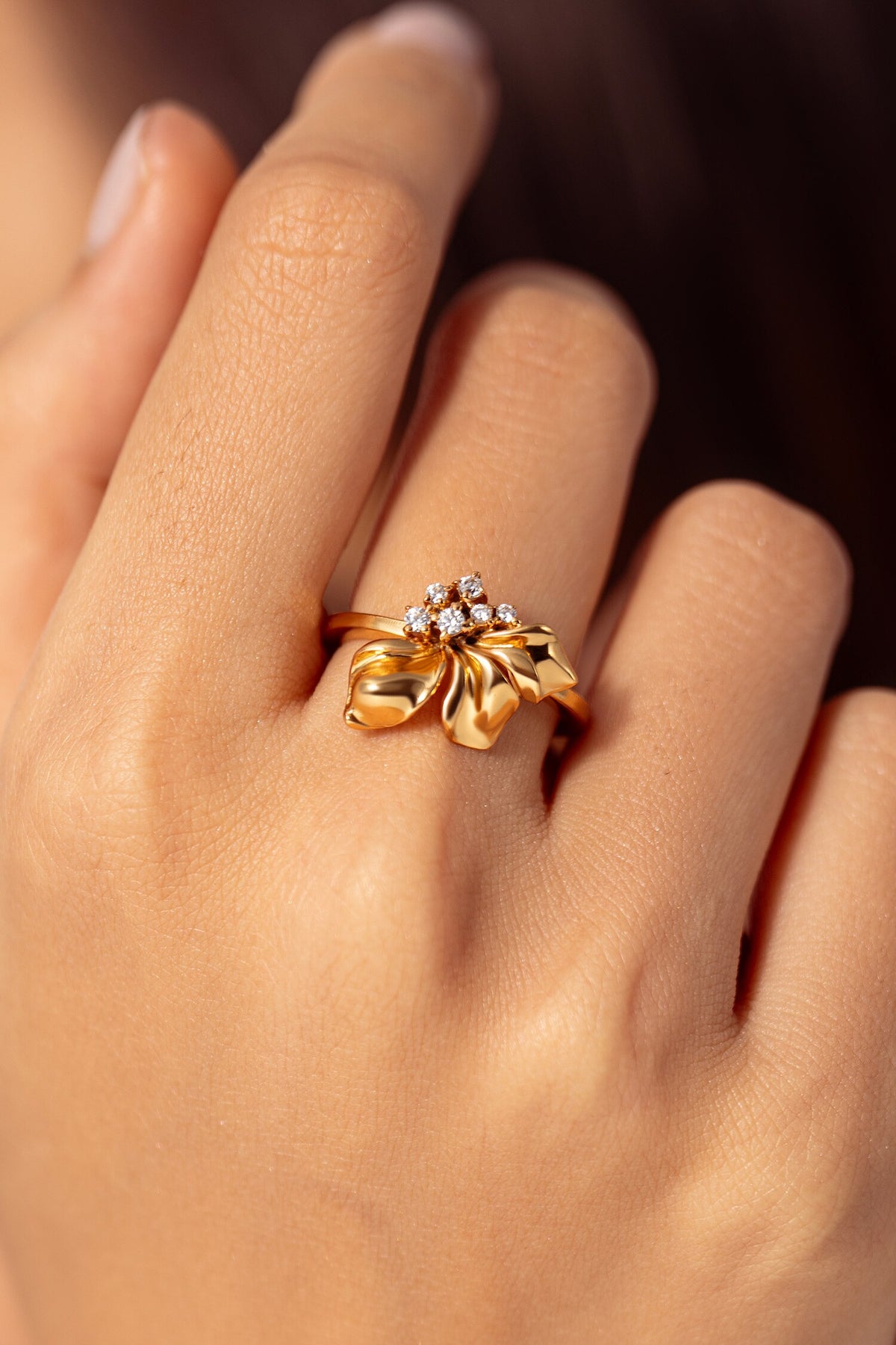 Half Floral Embellished Ring 