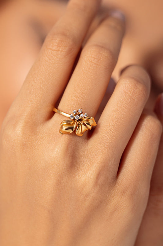 Half Floral Embellished Ring 