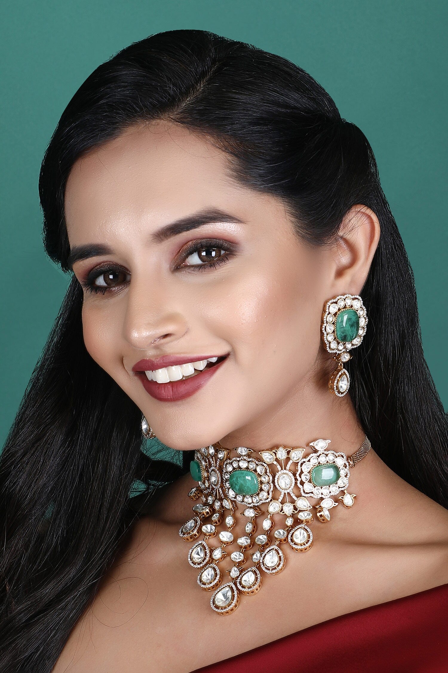 Stone Embellished Choker Necklace Set 