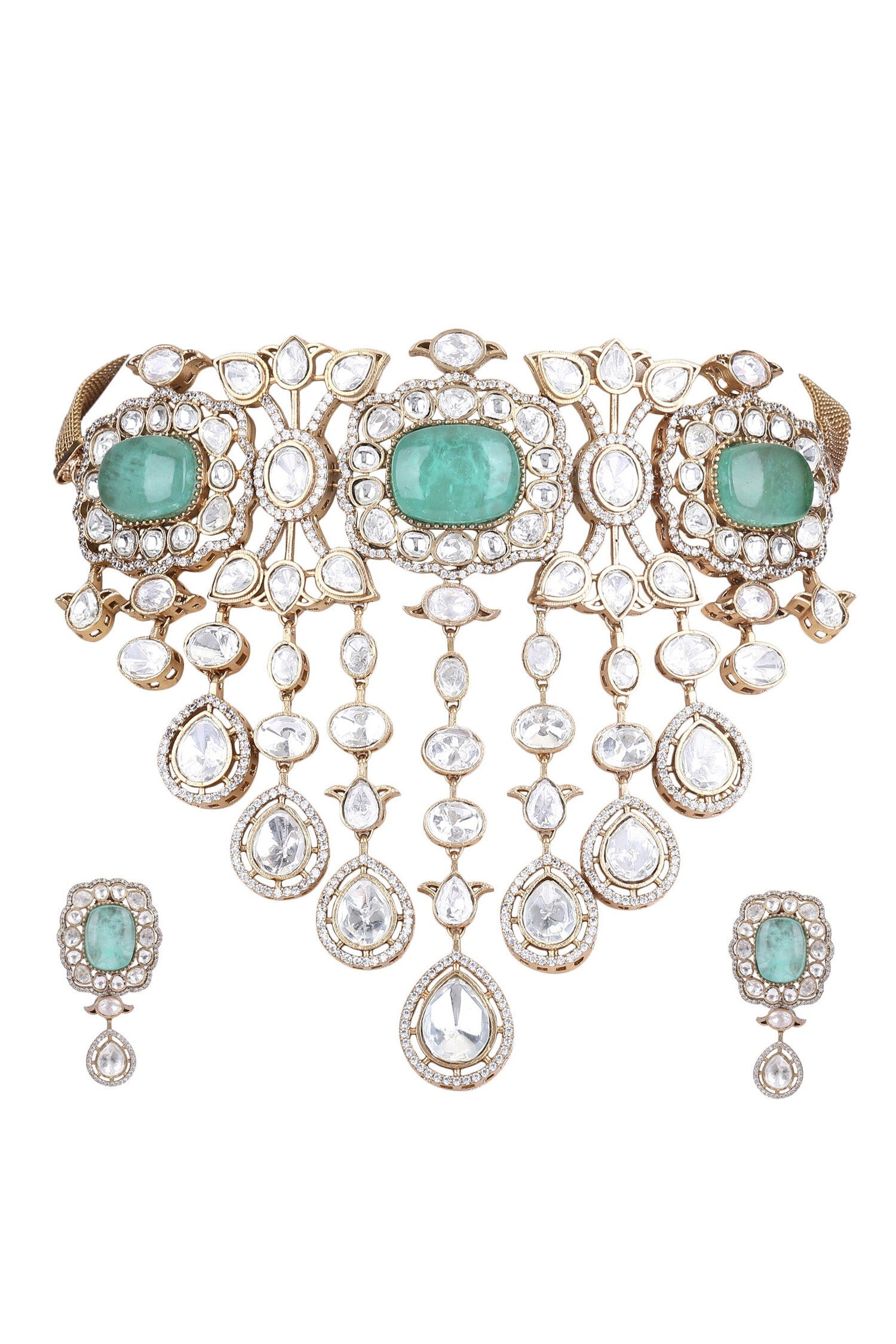 Stone Embellished Choker Necklace Set 