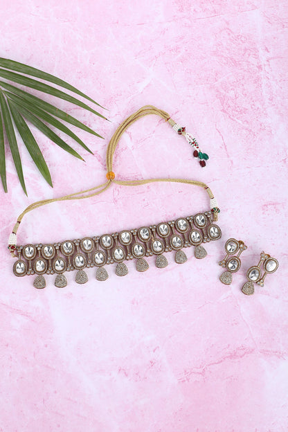 Kundan & Stones Embellished Necklace Set 