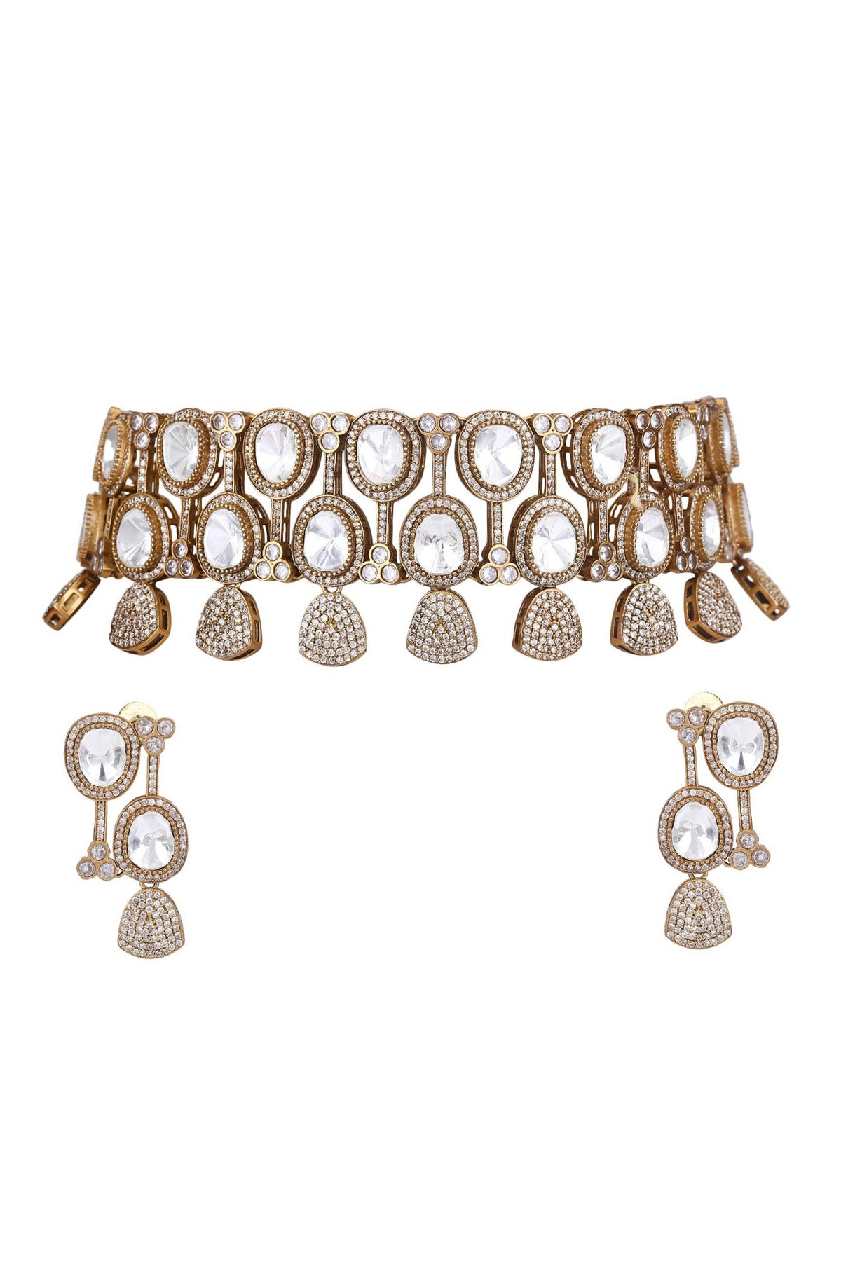 Kundan & Stones Embellished Necklace Set 