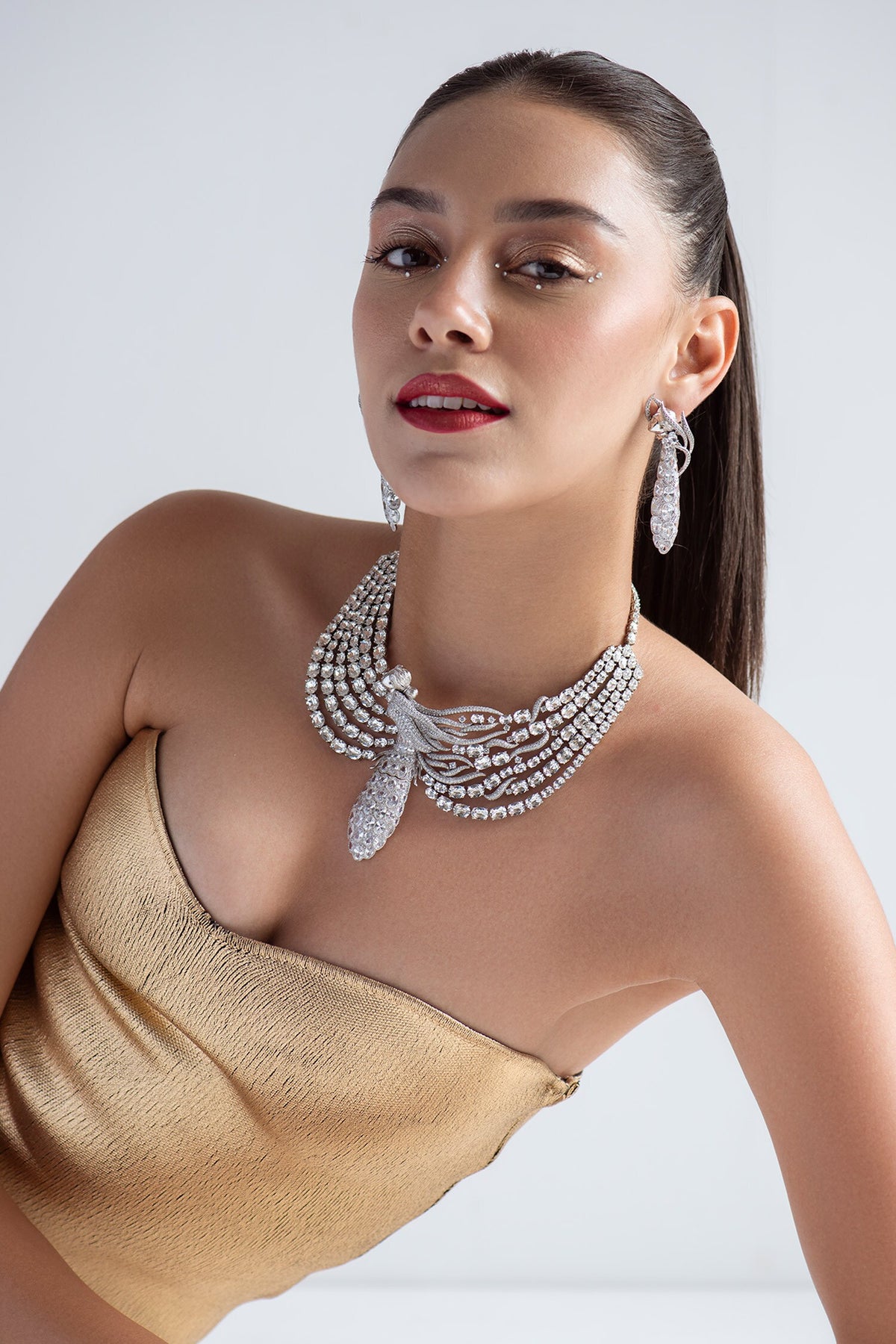 Swarovski Stone Studded Figure Necklace 