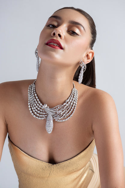Swarovski Stone Studded Figure Necklace 