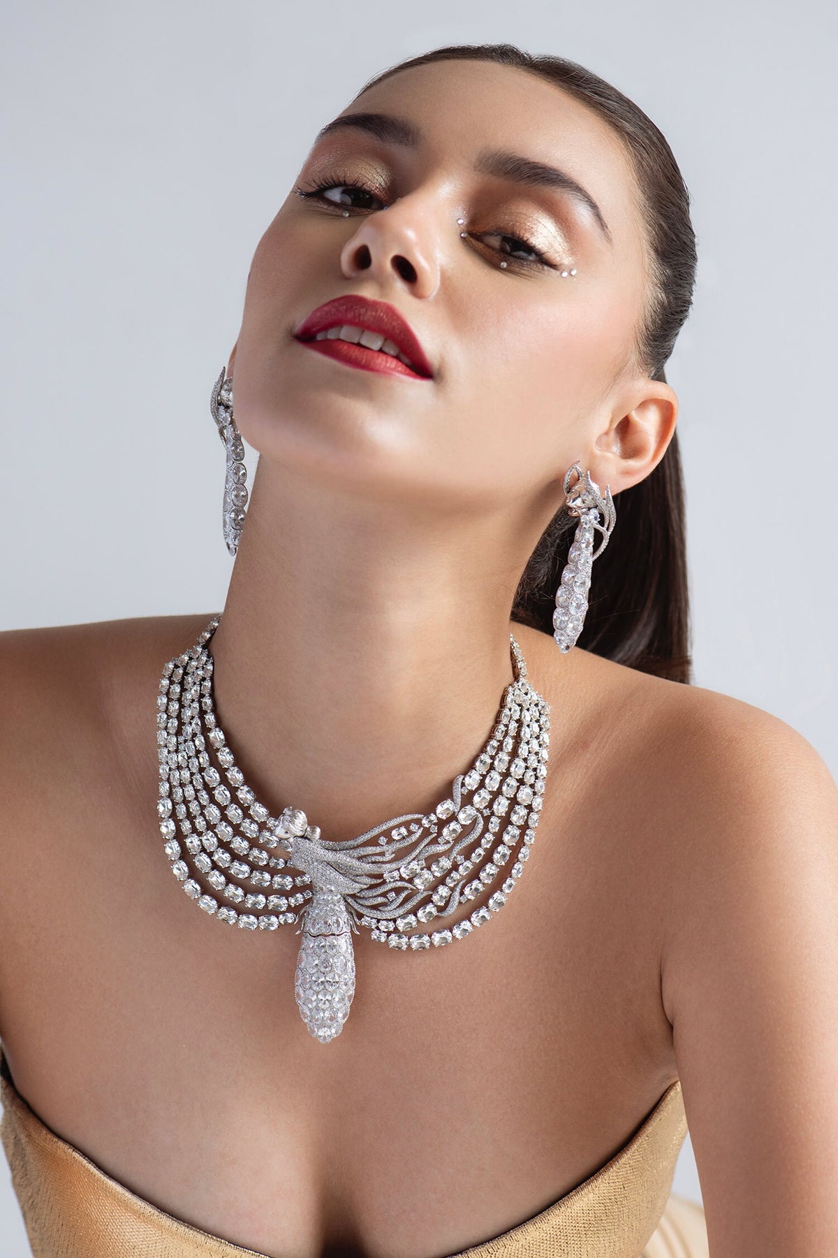 Swarovski Stone Studded Figure Necklace 
