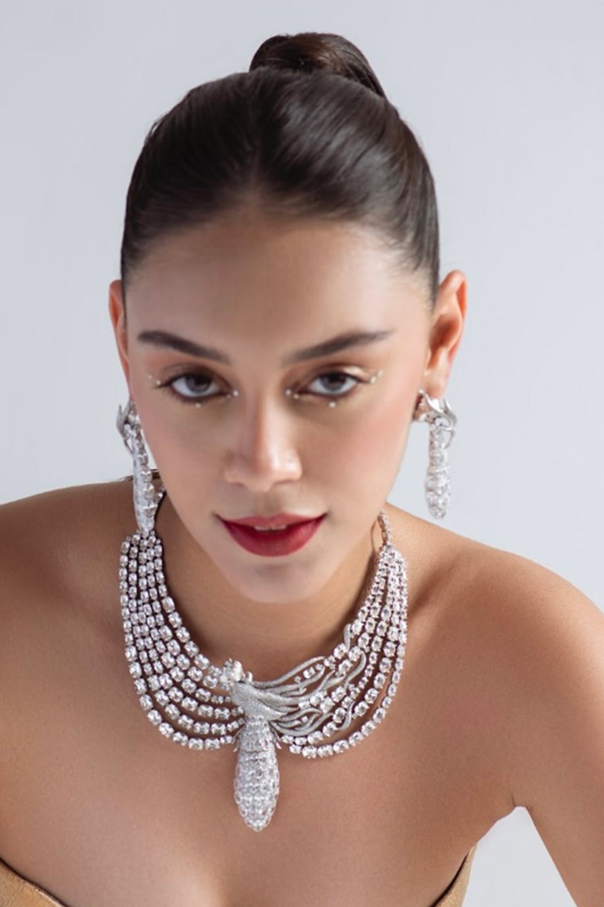 Swarovski Stone Studded Figure Necklace 